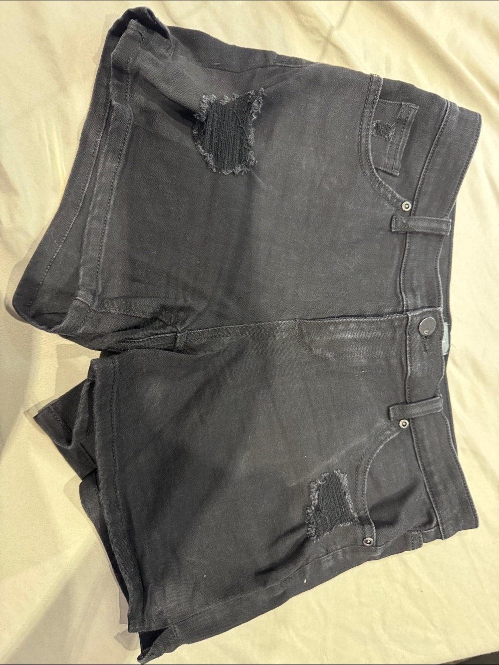 New York & Company Black Distressed Denim Shorts